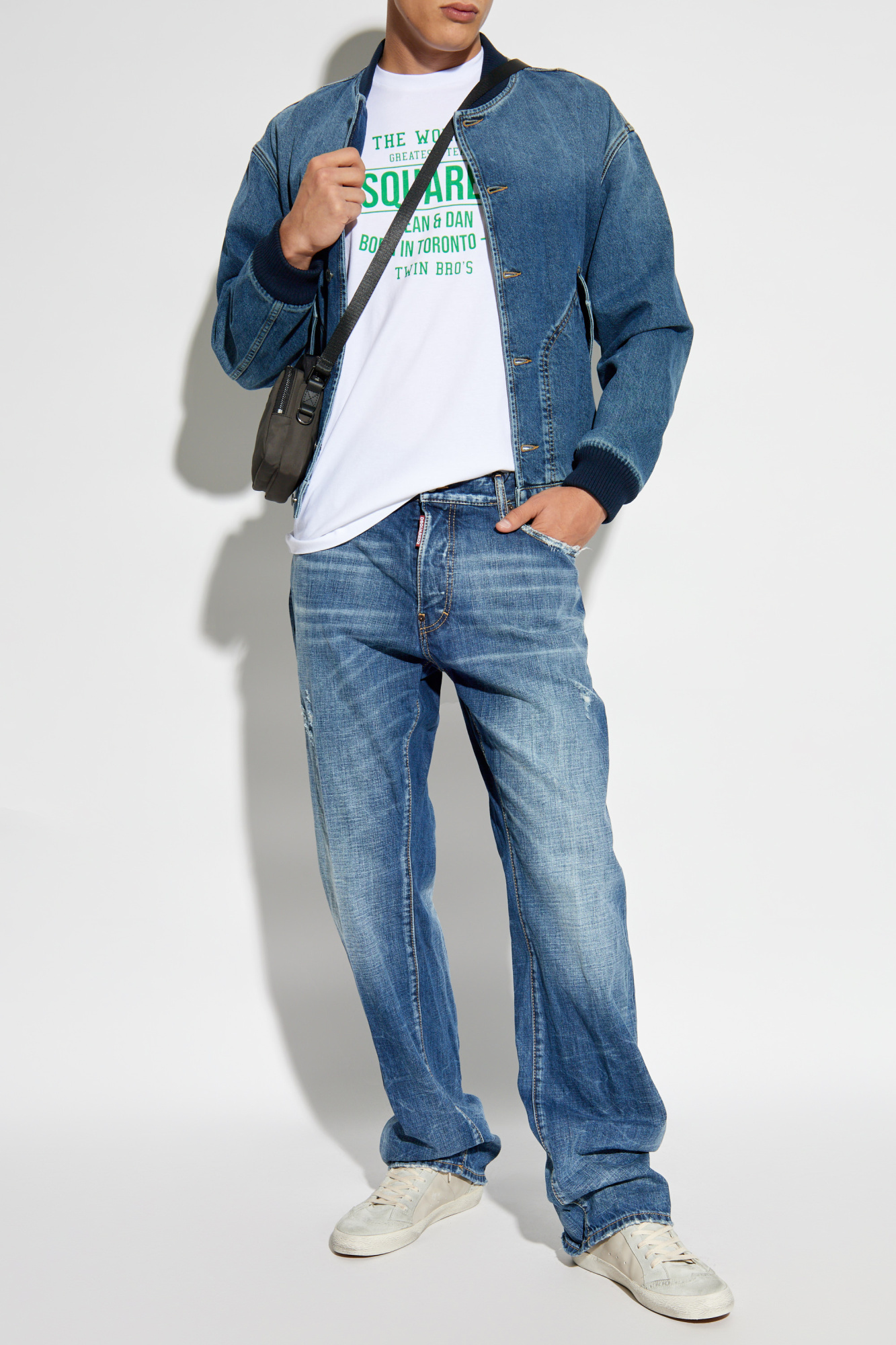 【送料&関税込】Dsquared2 Jeans Roadie Dsquared2 cotton Roadie jeans for men s74lb1563d30009 Black